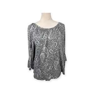 Michael Kors black and white paisley print top size Xlarge
